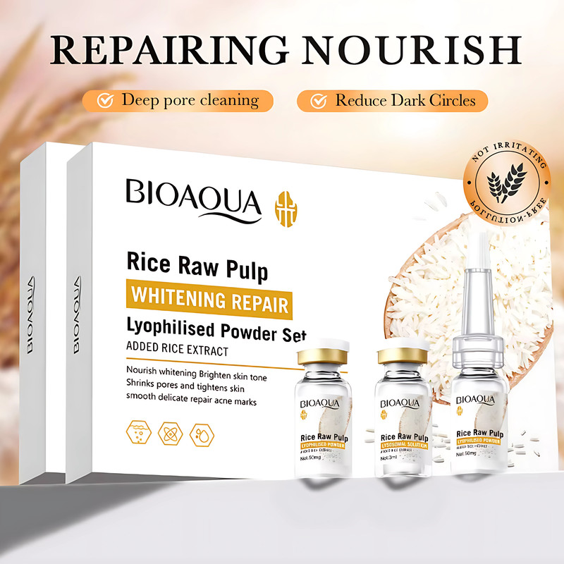 12pcs BIOAQUA Rice Raw Powder Lyophilized Serum Set Moisturizing Brightening Hydrating FreezeDried 2