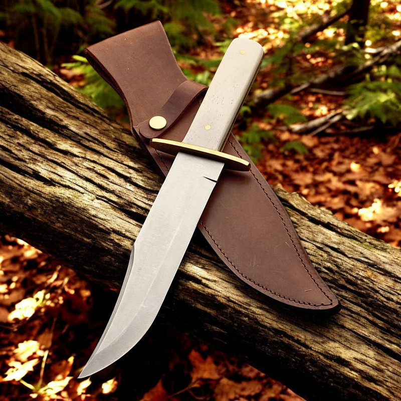 Handmade D2 Steel Fixed Blade Hunting Bowie Knife With Bone Handle  Camping EDC Vintage Knife  Chri 2