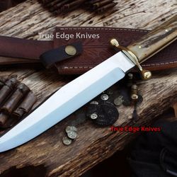 handmade d2 steel blade fixed blade hunting bowie knife with stag handle christmas, anniversary, new year gift for him