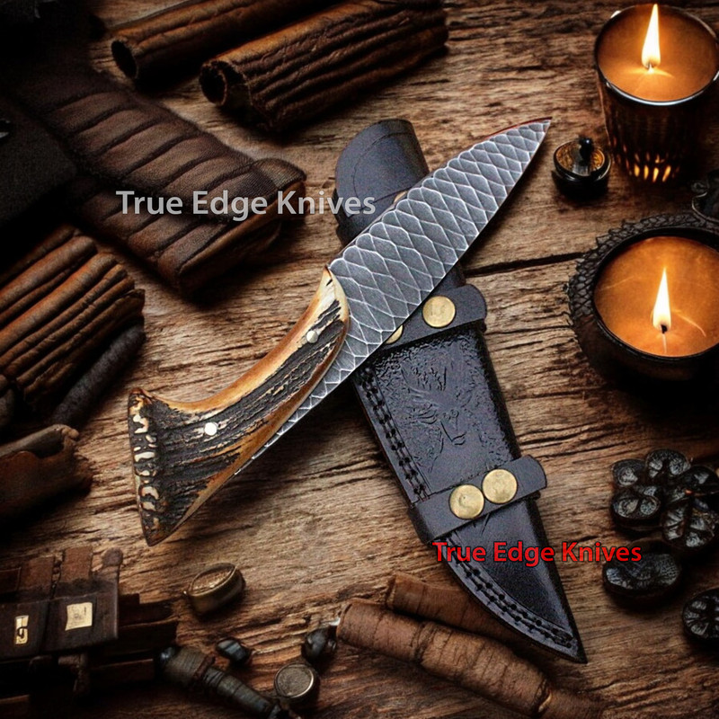 Handmade D2 Steel Blade Hunting Bowie Knife With Stag Handle Christmas Anniversary New Year Gift Fo 1