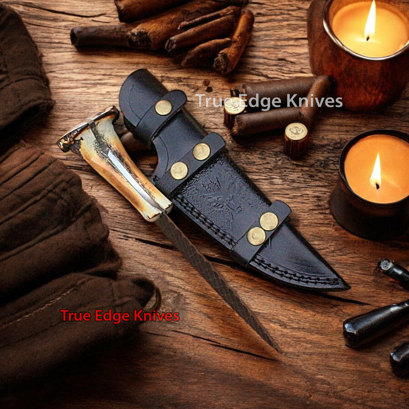 Handmade D2 Steel Blade Hunting Bowie Knife With Stag Handle Christmas Anniversary New Year Gift Fo 4