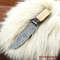 Handmade Damascus Steel Blade Hunting Bowie Knife  Bone Handle  Christmas Anniversary New Year Gift 5