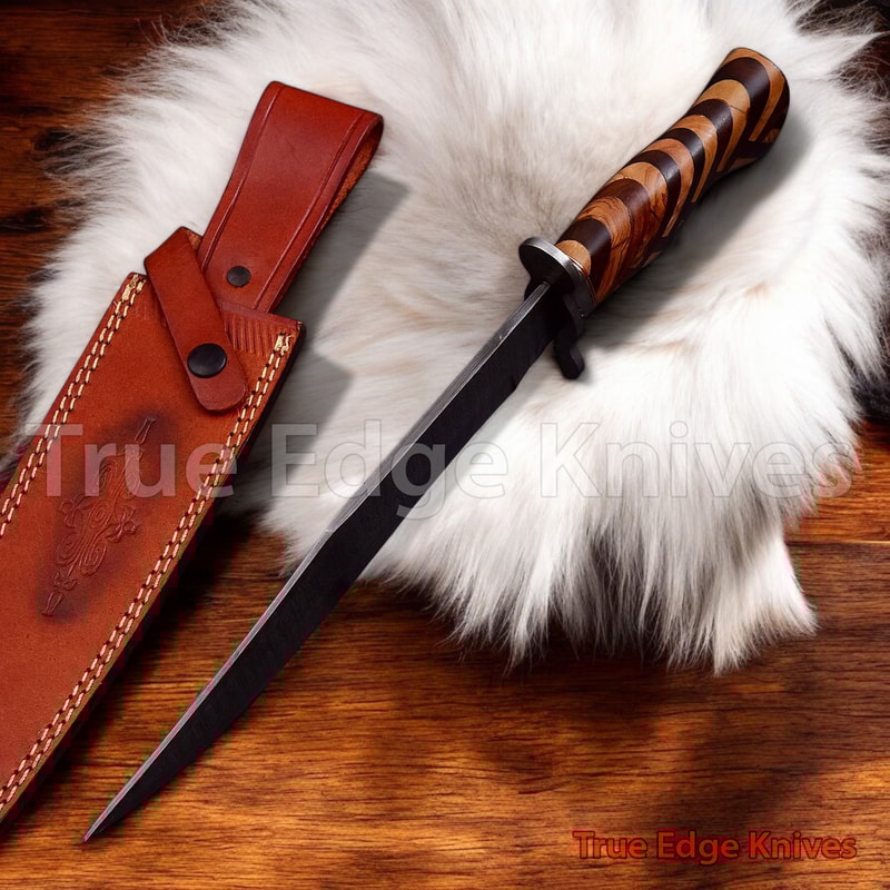 Handmade Damascus Steel Blade Hunting Bowie Knife With Rose Wood Handle Christmas Anniversary New Y 2