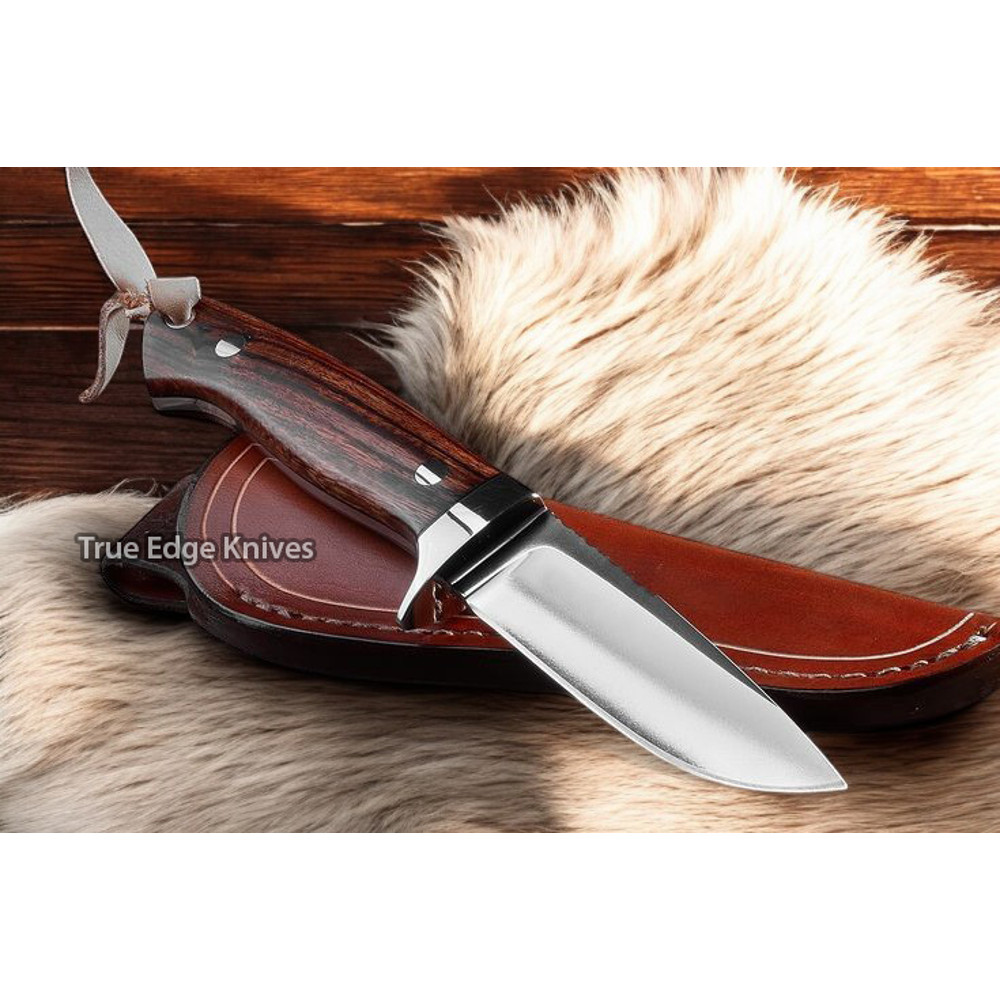 Handmade D2 Steel Fixed Blade Hunting Skinner Knife Rose Wood Handle Christmas Anniversary New Ye 3