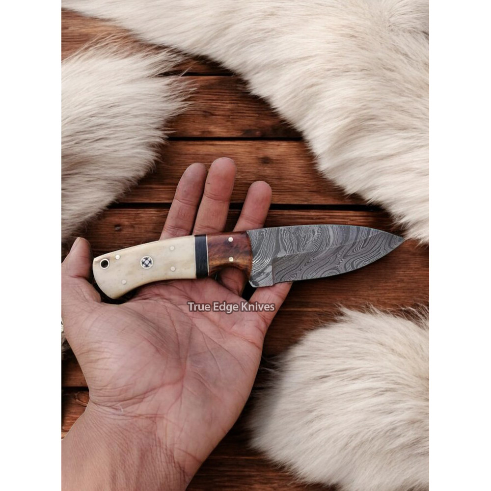 Handmade Damascus Steel Blade Hunting Skinner Knife Rose Wood Handle Christmas Anniversary New Ye 3