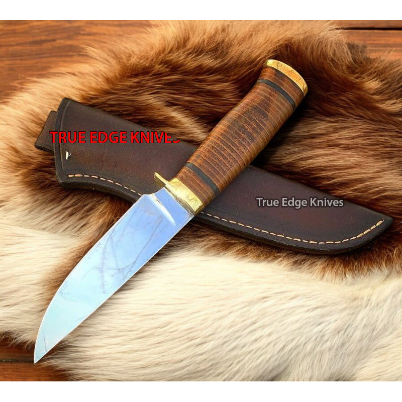 Handmade D2 Steel Blade Hunting Skinner Knife Leather Handle Christmas Anniversary New Year Gift 2