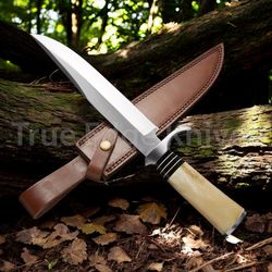 handmade d2 steel blade hunting bowie knife with bone handle christmas, anniversary, new year gift for him