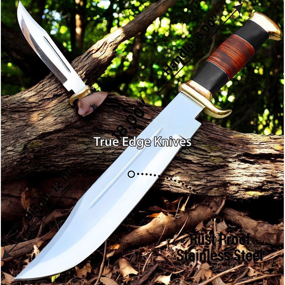 Handmade D2 Steel Blade Hunting Bowie Knife  Bull Horn Handle  Christmas Anniversary New Year Gift  1