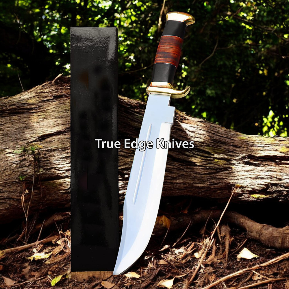 Handmade D2 Steel Blade Hunting Bowie Knife  Bull Horn Handle  Christmas Anniversary New Year Gift  2