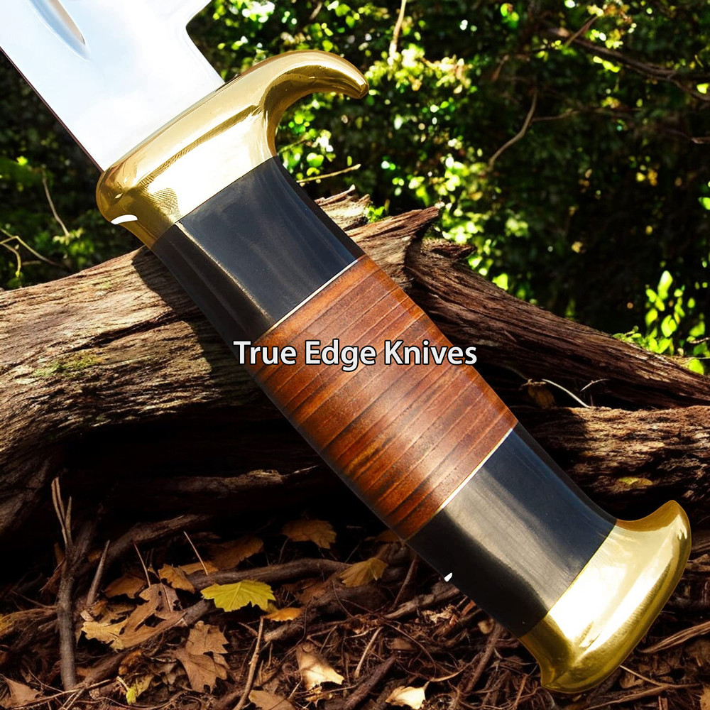 Handmade D2 Steel Blade Hunting Bowie Knife  Bull Horn Handle  Christmas Anniversary New Year Gift  3