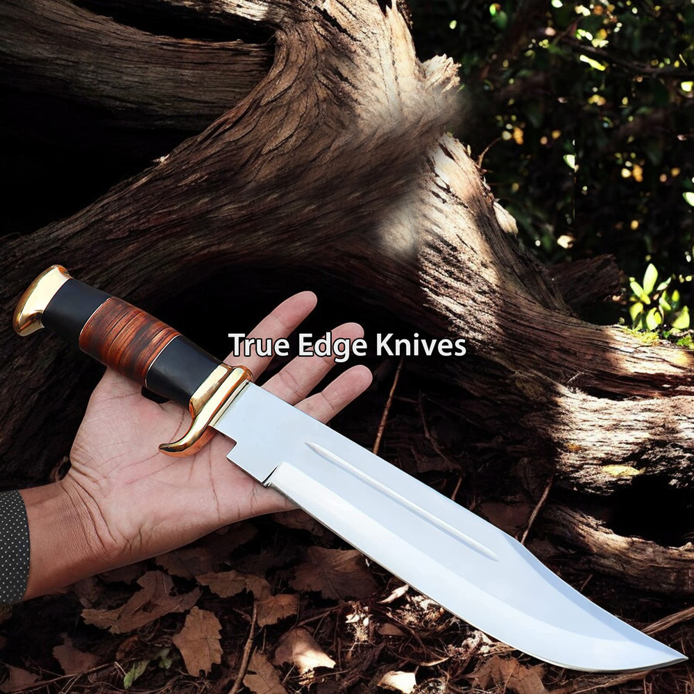 Handmade D2 Steel Blade Hunting Bowie Knife  Bull Horn Handle  Christmas Anniversary New Year Gift  5