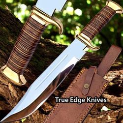 handmade d2 steel blade hunting bowie knife | leather handle | christmas, anniversary, new year gift for him
