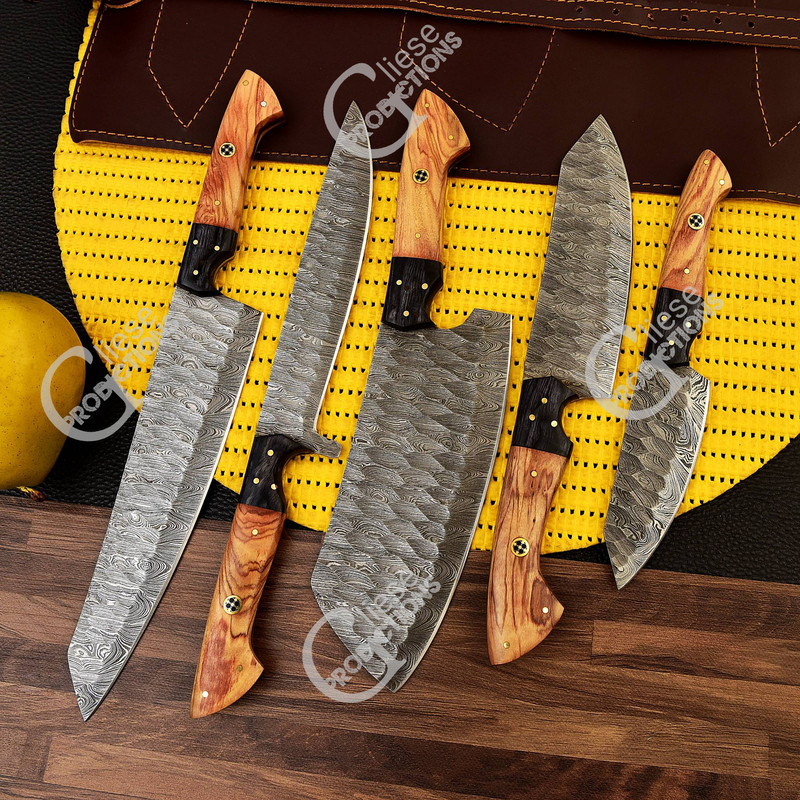 5 Pieces Damascus Chef Set Kitchen Tool Kitchen Utensils Christmas Gift New Year Gift Birthday Gift 1