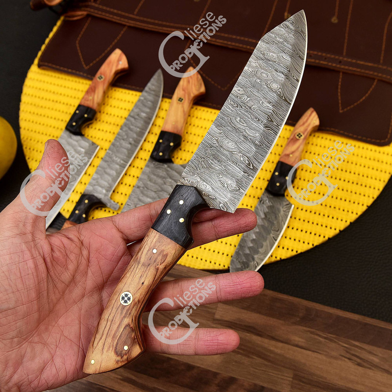 5 Pieces Damascus Chef Set Kitchen Tool Kitchen Utensils Christmas Gift New Year Gift Birthday Gift 2