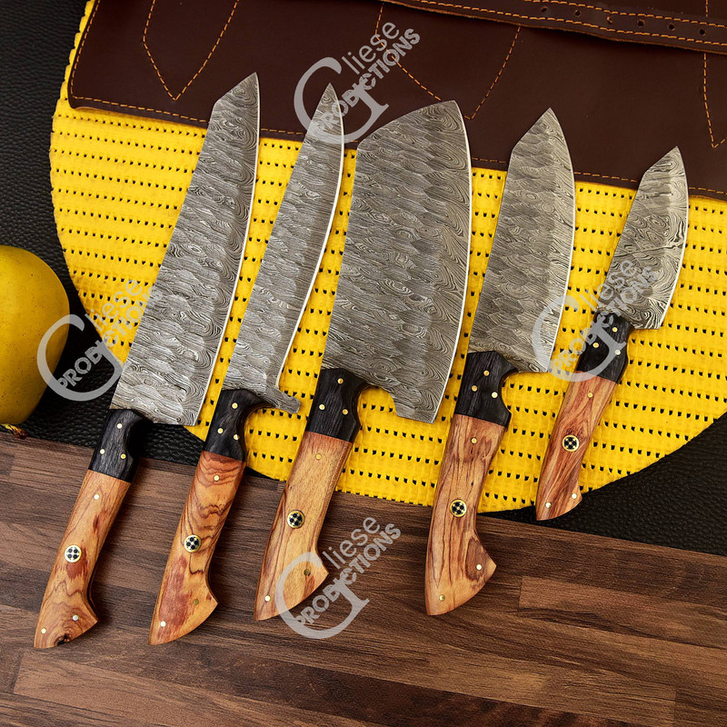5 Pieces Damascus Chef Set Kitchen Tool Kitchen Utensils Christmas Gift New Year Gift Birthday Gift 3