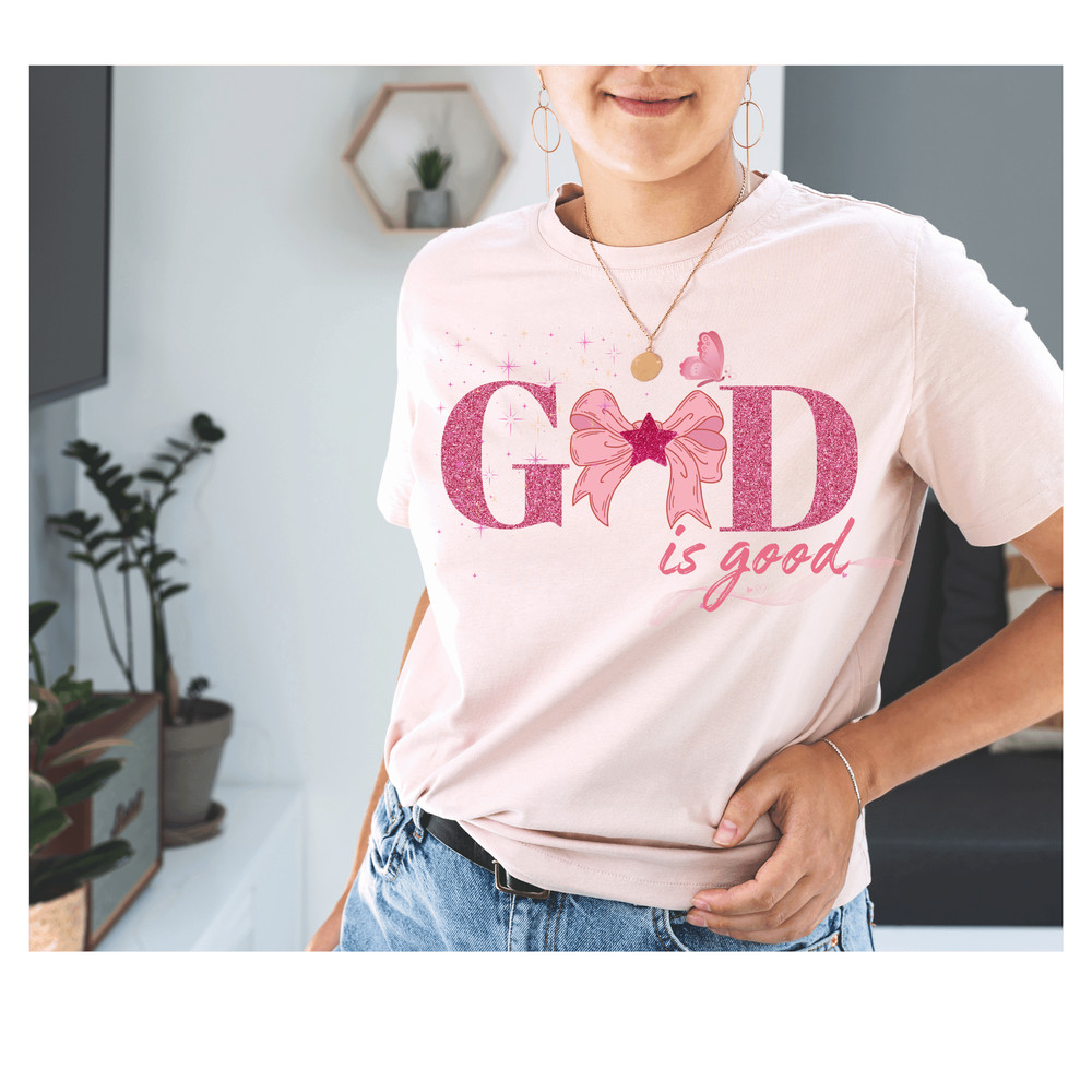 God Is Good PNG God Is Good Coquette Pink Bow PngChristian Png For Shirts Bible Verse Png Jesus Png 0