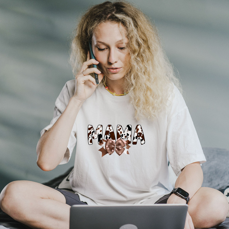 Western Cowgirl Mama Png Leather Suede Bow Png Howdy Mom Brown Cowhide Bow Png Western Mama Bow Png 15