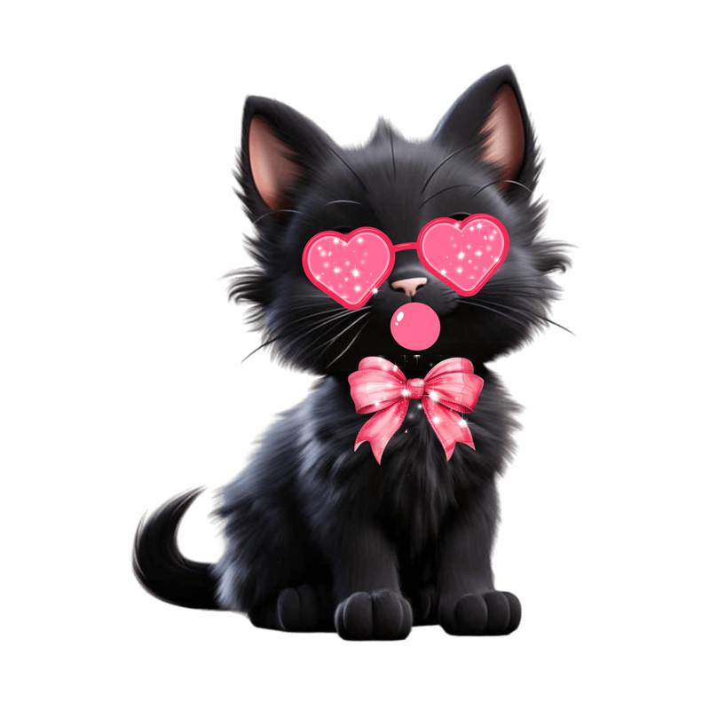 Valentine Cute Cat Png Funny Cat With Sunglasses Blowing Bubble PNG Trendy Valentine Png Cat Lover 1