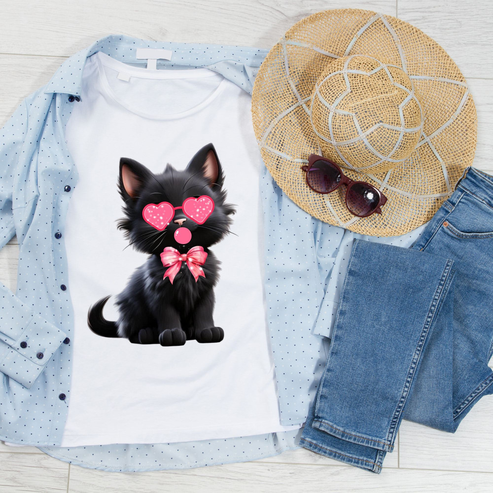 Valentine Cute Cat Png Funny Cat With Sunglasses Blowing Bubble PNG Trendy Valentine Png Cat Lover 2