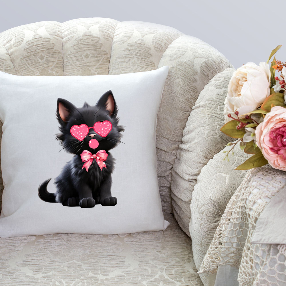 Valentine Cute Cat Png Funny Cat With Sunglasses Blowing Bubble PNG Trendy Valentine Png Cat Lover 5