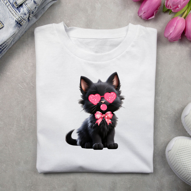 Valentine Cute Cat Png Funny Cat With Sunglasses Blowing Bubble PNG Trendy Valentine Png Cat Lover 7