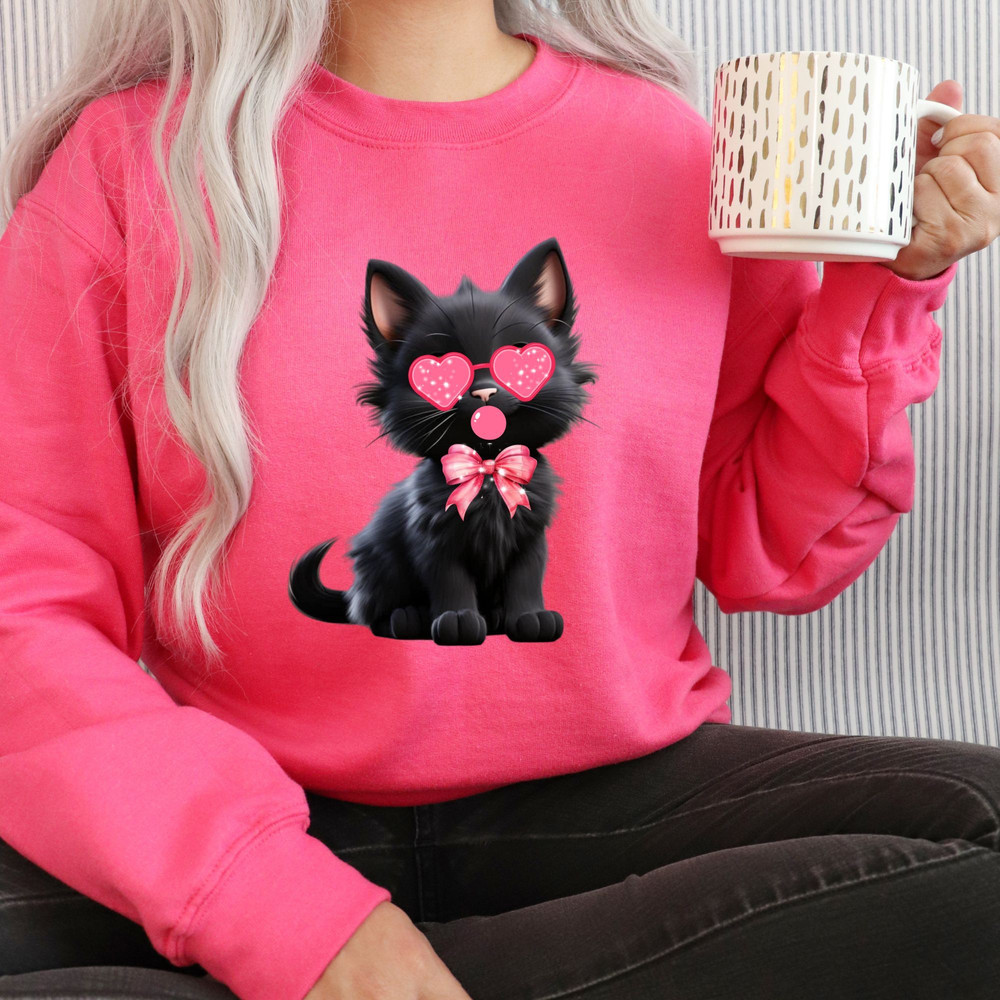 Valentine Cute Cat Png Funny Cat With Sunglasses Blowing Bubble PNG Trendy Valentine Png Cat Lover 16