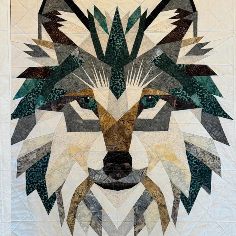 Wolf Foundation Paper Piecing Pattern Quilt Pattern Wolf Design Patchwork Sewing Pattern For Wolf A