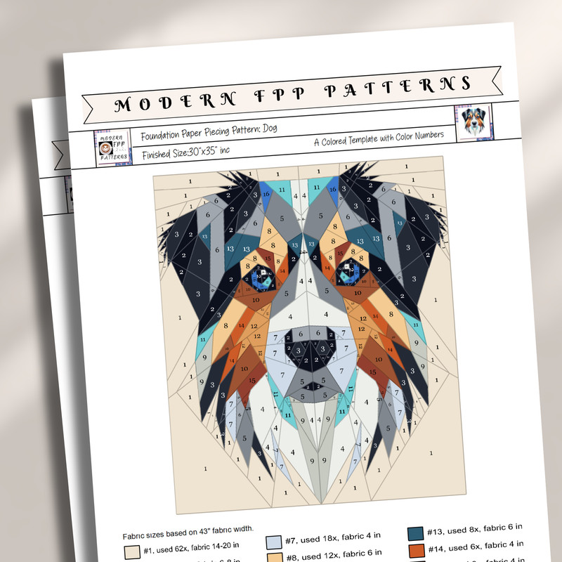 Dog Foundation Paper Piecing Pattern Quilt Pattern Dog Design Patchwork Sewing Pattern For Dog Anim