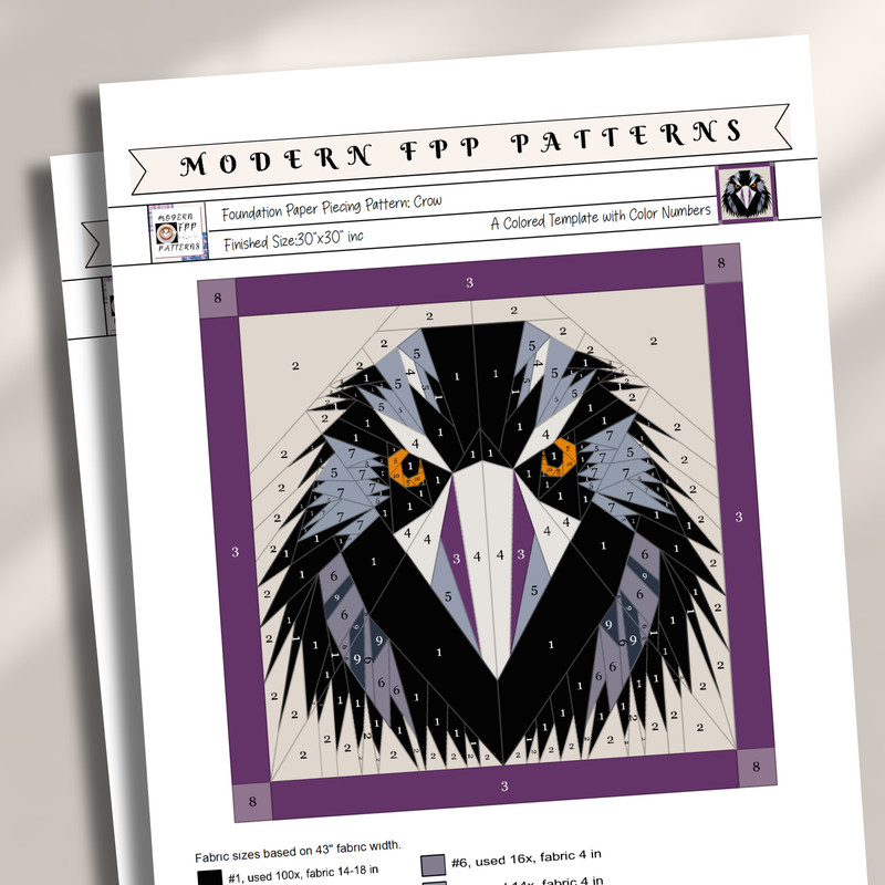 Quilt Pattern Crow Quilt Pattern Crow Patchwork Sewing Pattern For Crow Animal Patchwork Project FP