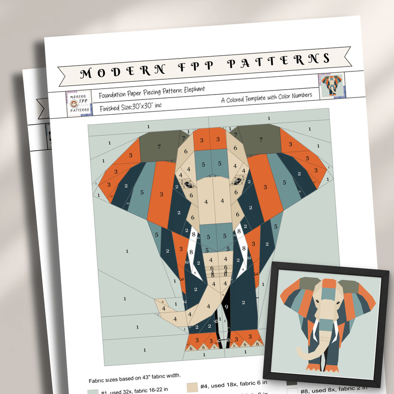 Elephant Foundation Paper Piecing Pattern, Quilt Pattern Ele | Inspire ...