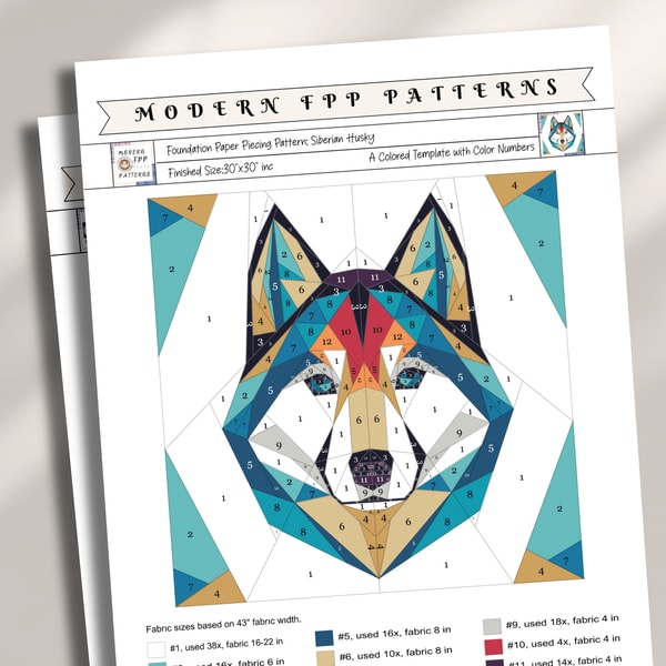 Wolf Foundation Paper Piecing Pattern,Quilt pattern,design,A | Inspire ...