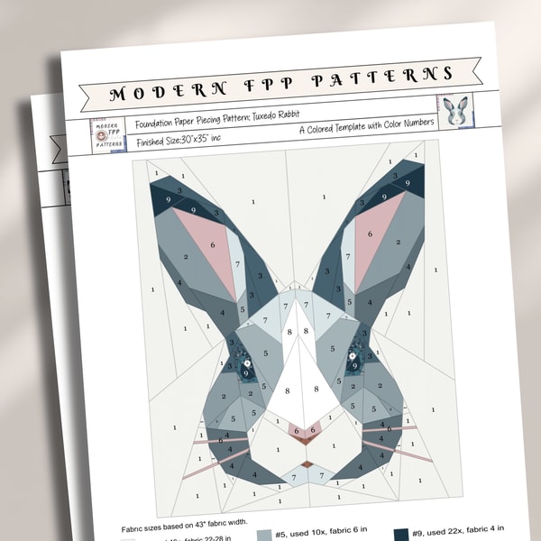 Rabbit Foundation Paper Piecing Pattern,Quilt pattern,rabbit | Inspire ...
