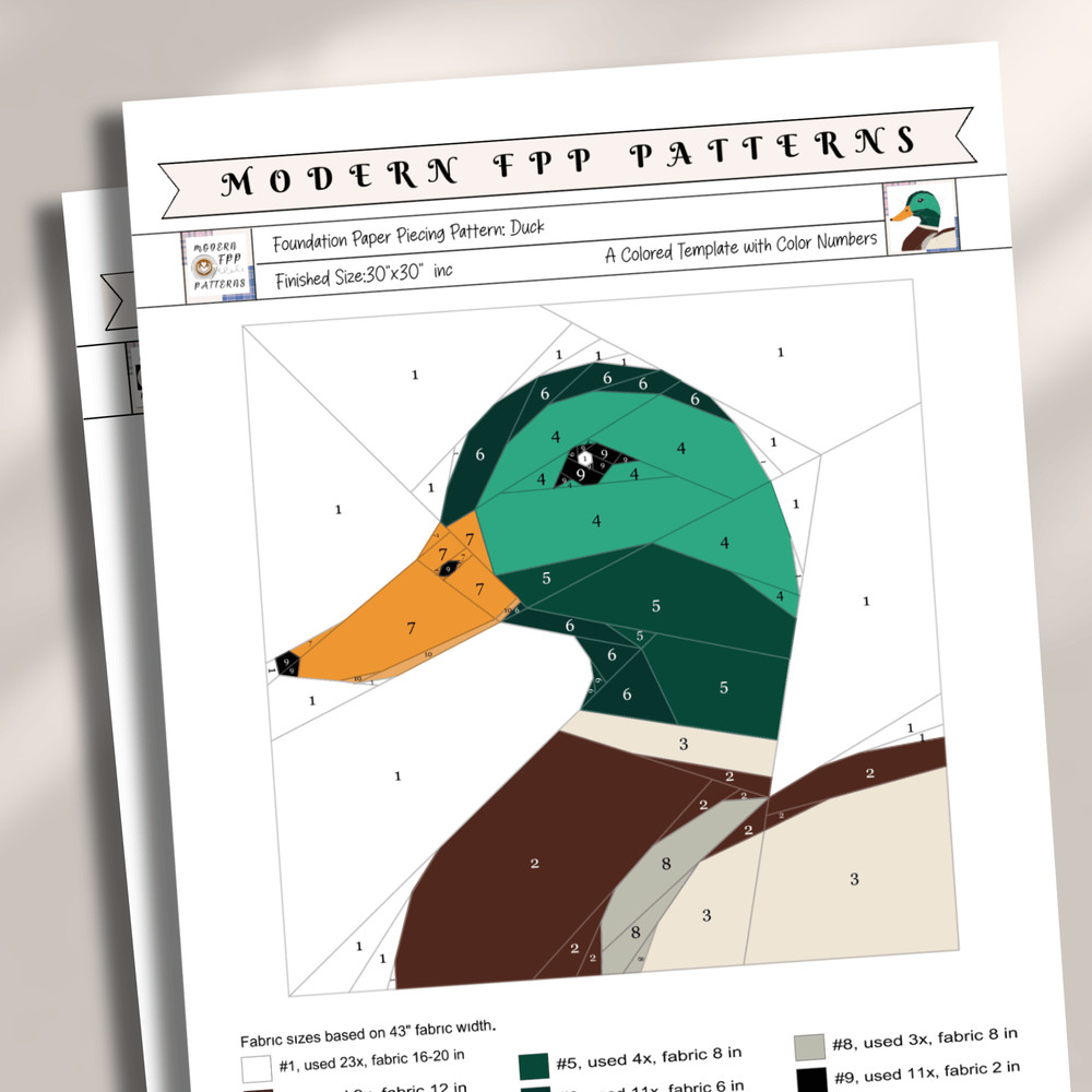 Duck Foundation Paper Piecing Pattern 1