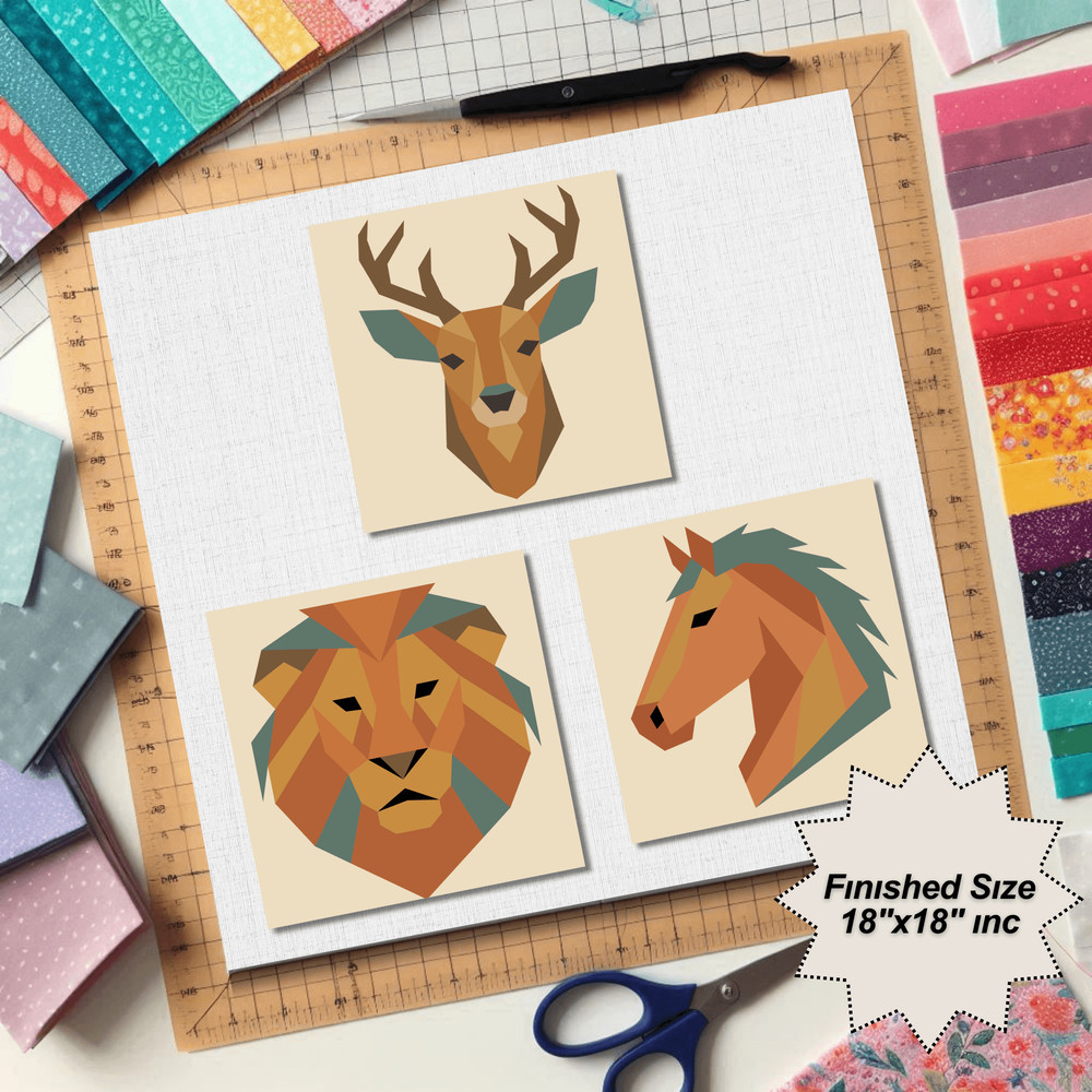 Horse Lion Deer Quilt Pattern 0