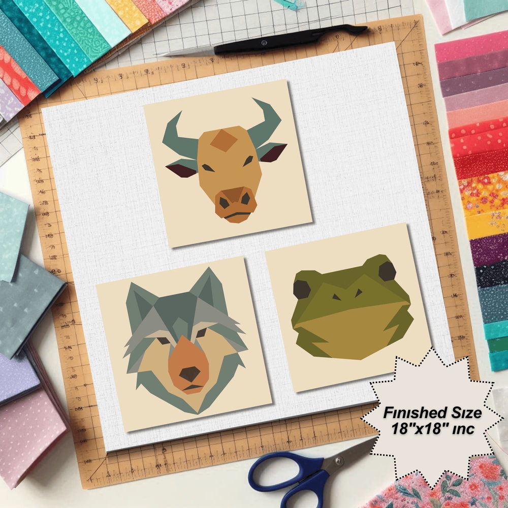 Frog Wolf Bull Quilt Pattern 0