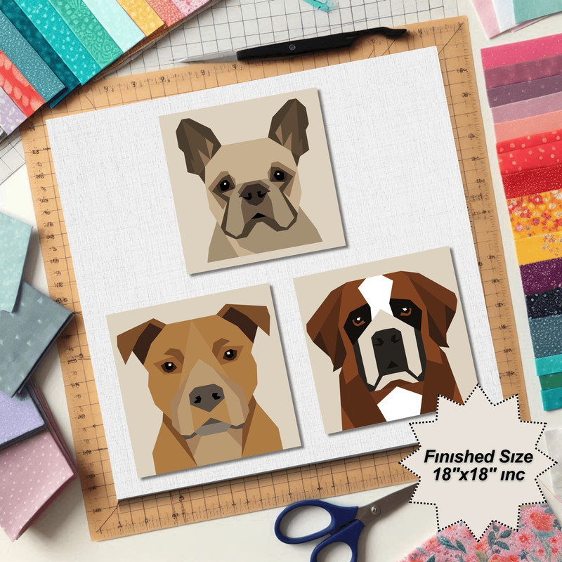 French Bulldog Pitbull Saint Bernard Dog Quilt Pattern 0