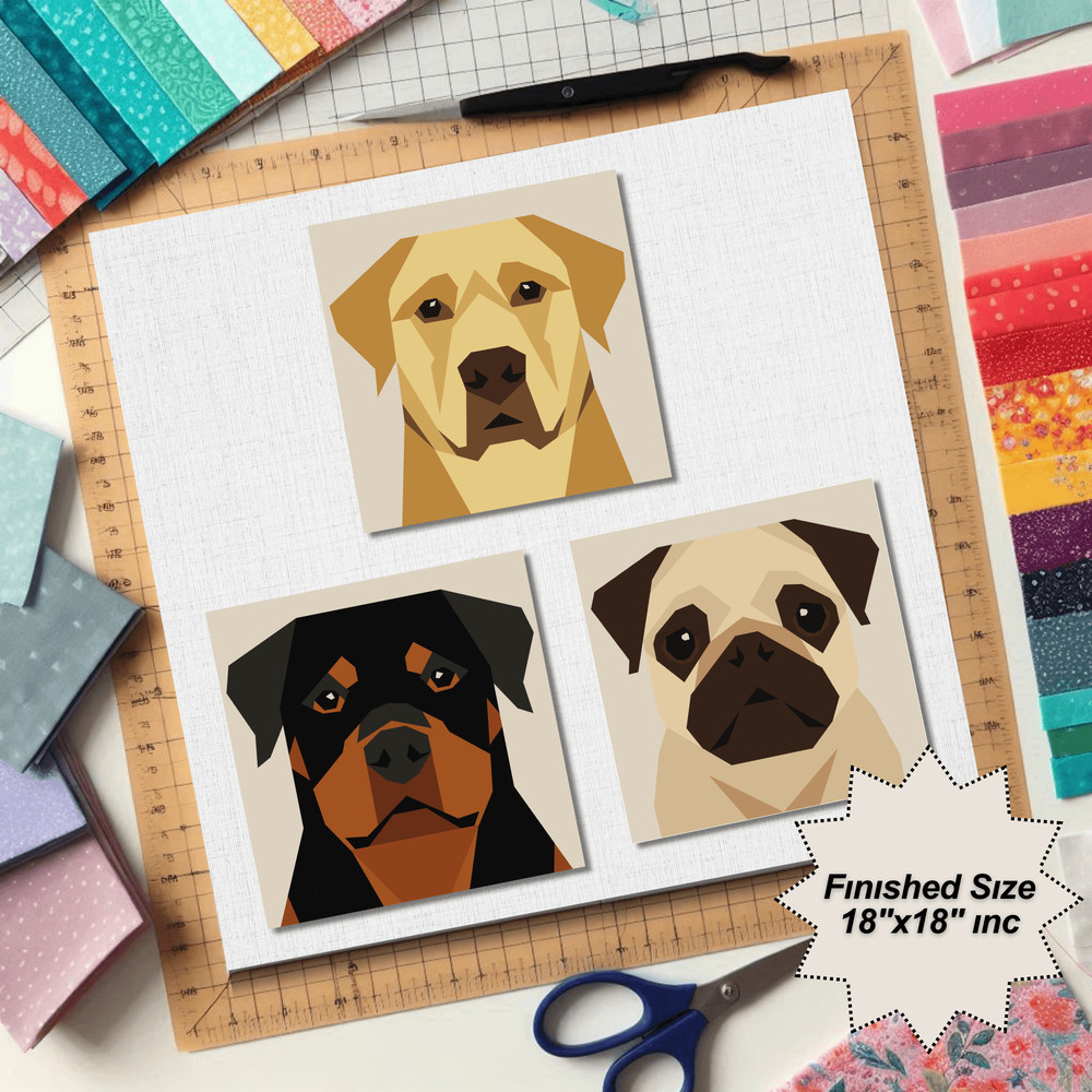 Labrador Retriever Pug Rottweiler Dog Quilt Pattern 0