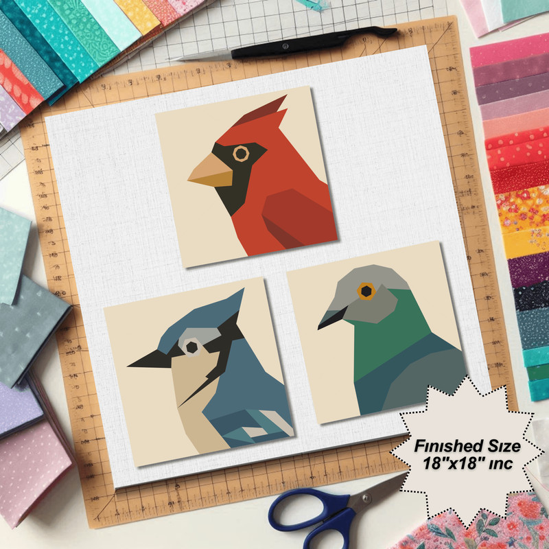 Blue Jay Pigeon Cardinal Bird Quilt Pattern 0
