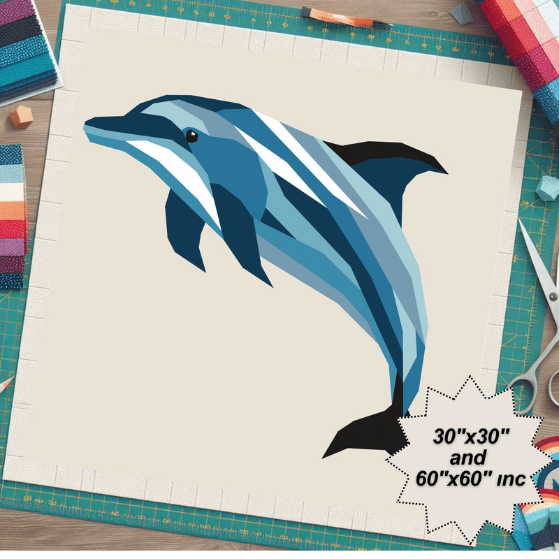 Dolphin Foundation Paper Piecing Pattern FPP Quilt Design PDF Download 0