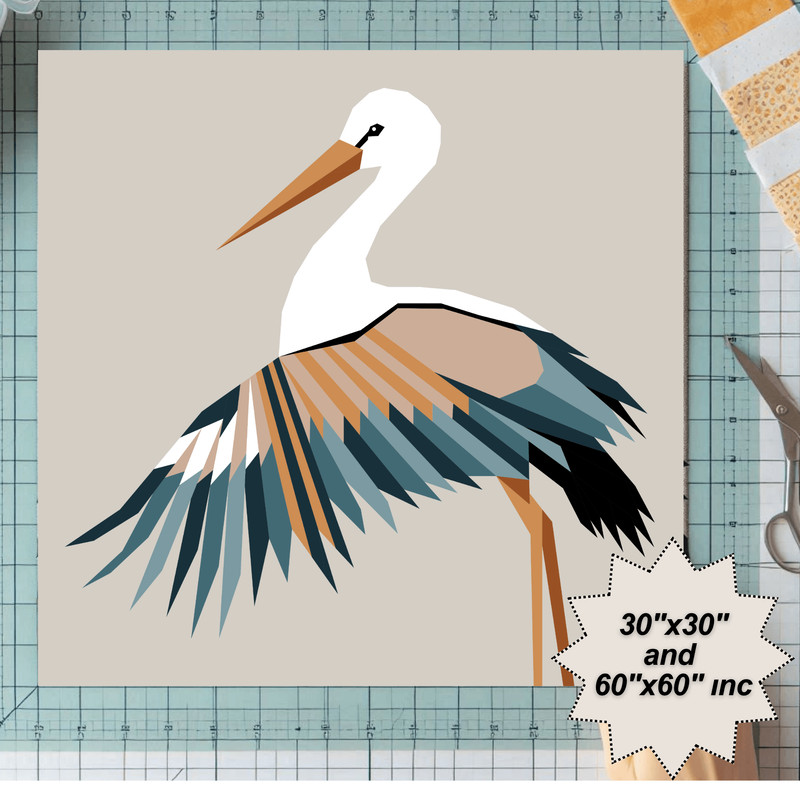 Stork Foundation Paper Piecing PatternQuilt PatternStork DesignPatchwork Sewing Pattern For StorkAn 0