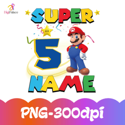 super mario custom birthday png with a personalized name and age – perfect for kids' birthday gifts!