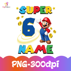 super mario customized birthday boy png with a personalized name and age