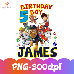 paw patrol customized png for a birthday boy, with a custom name and age – a great gift for kids!