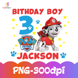 paw patrol customized unique png for a birthday boy, with a custom name and age – a great gift for kids!
