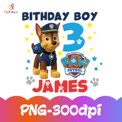 paw patrol customized cute png for a birthday boy, with a custom name and age – a great gift for kids!