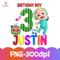 cocomelon customize birthday png, cocomelon birthday boy with custom name and age great gift for kids!