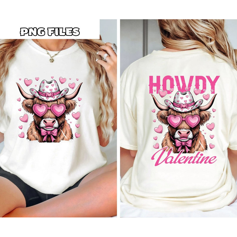 Valentine Highland Cow PNG Howdy Valentine PNG 0