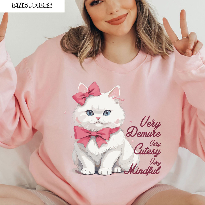 Vintage Coquette Bow Demure Girl Cat PNG A Charming And Mindful Design 0
