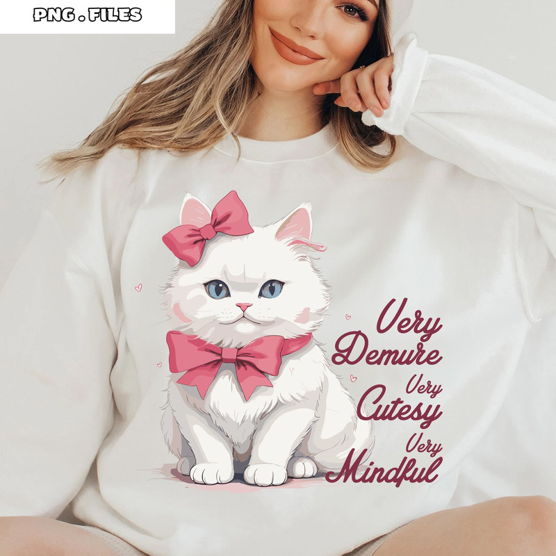 Vintage Coquette Bow Demure Girl Cat PNG A Charming And Mindful Design 1
