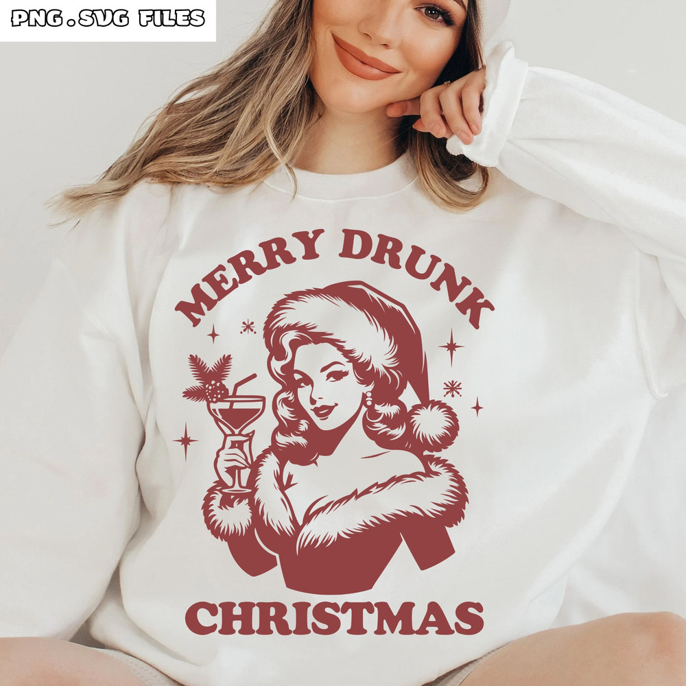 Retro Girl Christmas SVG Trendy Vintage Christmas SVG Christmas Humor Svg Merry Drunk Christmas 1